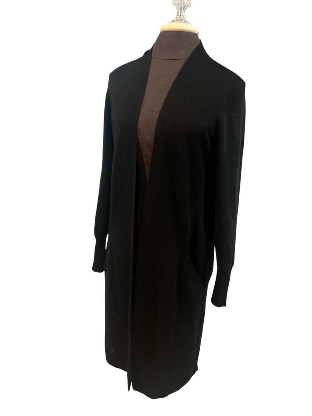 Jaeger Black Wool Blend Cardigan Duster Small